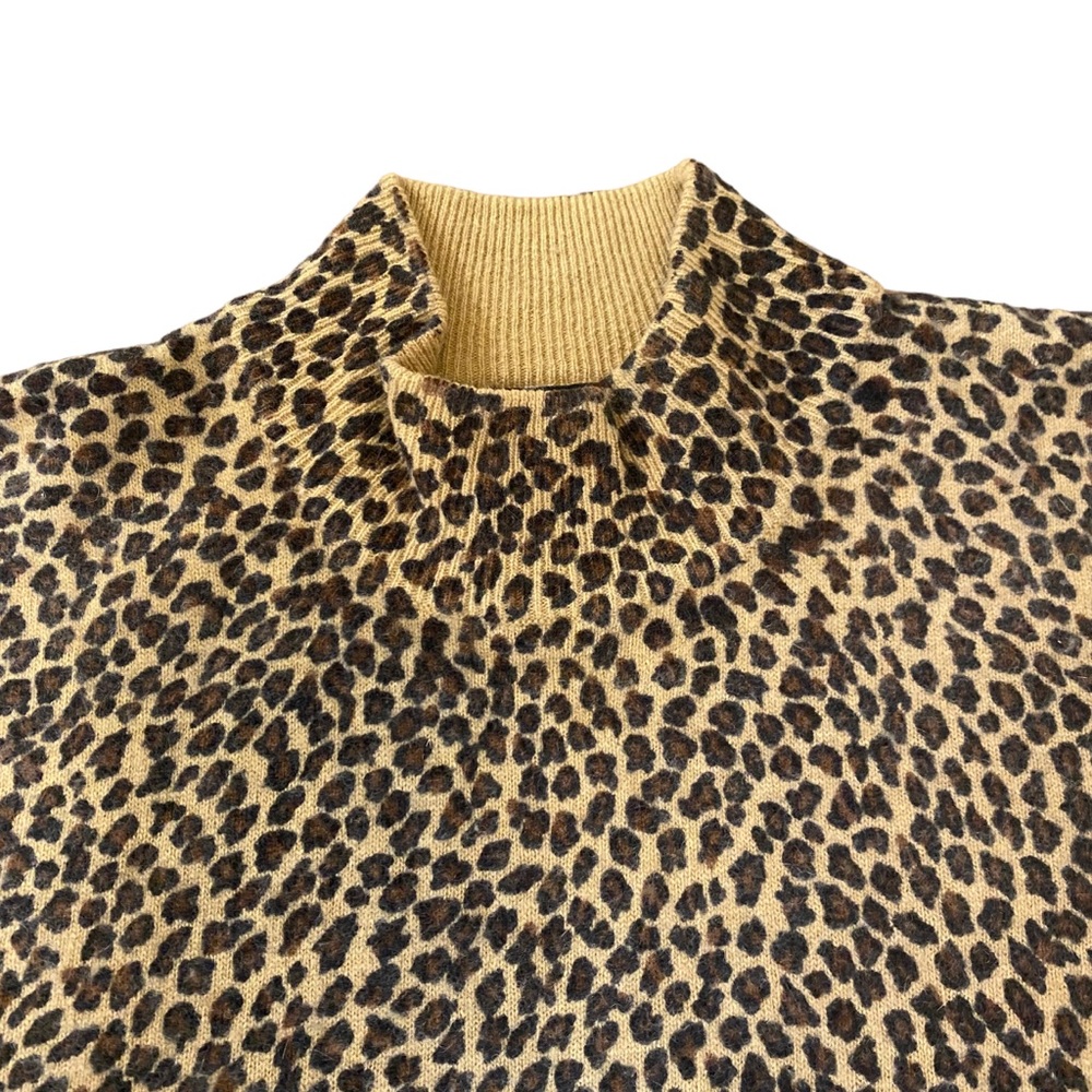 Vintage Nina Leonard Size Large Leopard short sleeve wool shirt mock neck - Picture 6 of 7